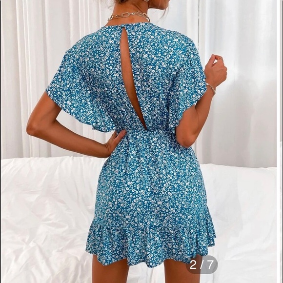 Blue Floral Dress - Picture 2 of 3